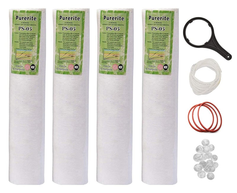 Dwiza Enterprise 02 PP Spun Filter1 Spanner4 Antiscalant Balls 2 mtr Pipe Spun Filter Cartridge 5 Micron 10 Inch for All Type of Ro Water Purifier 04 - Image 1