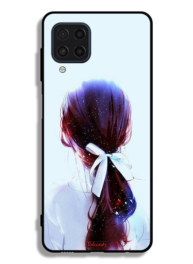 Tolwak Samsung Galaxy M32 4G Protective Case Cover Tie Hair With Hairband Girl Art - Image 2