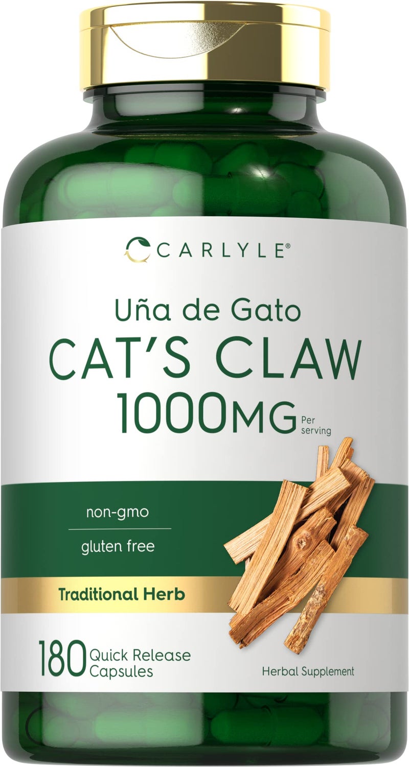 Carlyle Cat's Claw Herb Capsules 1000mg | 180 Count | Uncaria Tomentosa | Non-GMO, Gluten Free Supplement - Image 1