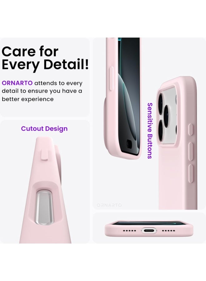 Silicone Case Compatible with iPhone 17 Pro, Slim Liquid Silicone Phone Case with 3-Layer Soft Rubber Shockproof Bumper with TPU Lining (Pink) - Image 3