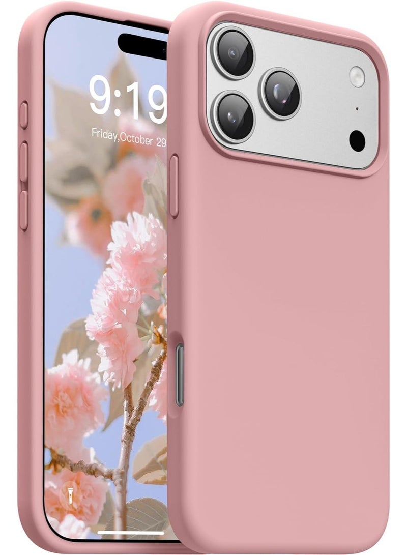 أكاليكس جراب سيليكون متوافق مع iPhone 17 Pro، جراب هاتف سيليكون سائل رفيع مع مصد مطاطي ناعم مقاوم للصدمات مكون من 3 طبقات مع بطانة من مادة TPU (وردي) - Image 1