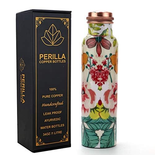 Perilla Home Pure Copper Water Bottle 34 Oz Leak Proof 100% Pure - Ayurvedic Copper Vessel - Drink More Water And Enjoy The Health Benefits Immediately - For Gym, Yoga Bottle (Plain) - Image 1