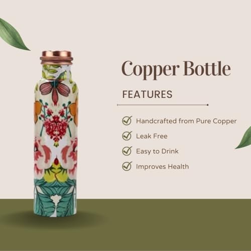 Perilla Home Pure Copper Water Bottle 34 Oz Leak Proof 100% Pure - Ayurvedic Copper Vessel - Drink More Water And Enjoy The Health Benefits Immediately - For Gym, Yoga Bottle (Plain) - Image 4