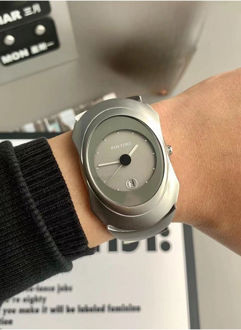 PINTIME Vintage square watch Men's and women's quartz watch  - Image 2