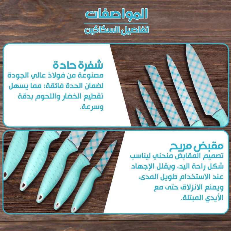 Knife Set,5 pcs Chef Kitchen Knives Set with Strong Handles, sharp kitchen knives, Super Sharp Cutlery Set, High-Quality Stainless Steel Blades for Professional and Home Chef (Blue) - Image 4