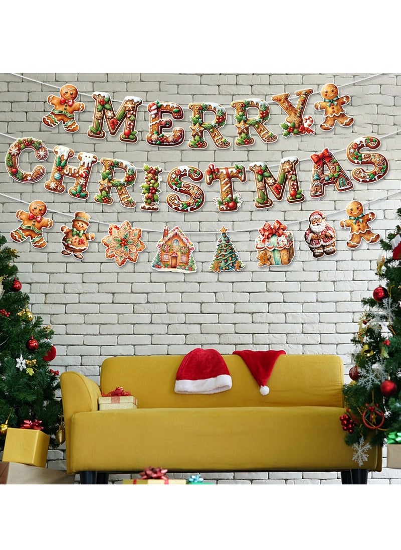 xozgdovg Gingerbread man theme Christmas flag party atmosphere layout props pattern flag 