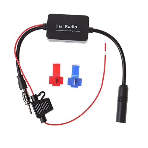 Azuocn Universal Car Stereo FM Radio Antenna Signal Booster Amplifier Amp,12V Power Supply DIN Plug Connector Adapter for Vehicle Truck SUV Car Audio Radio Stereo Media Head Unit Receiver - Image 2