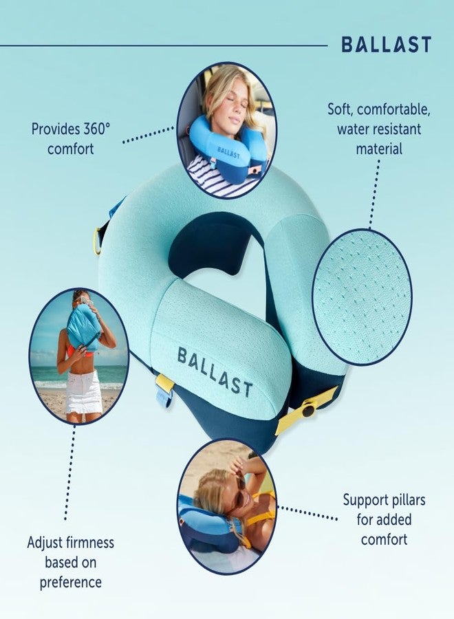 Ballast Travel Pillow PRO - Neck Pillow for Airplane, Compact Travel Pillow for Beach & Traveling, Enjoy Relaxation Wherever You Go (Tropical Blue) - Image 3