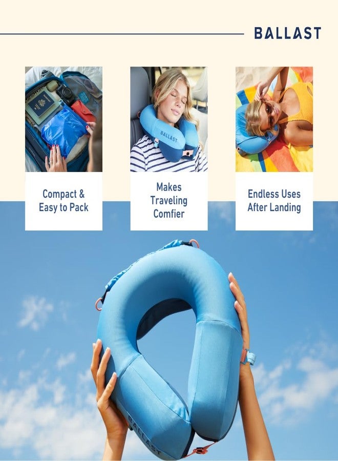 Ballast Travel Pillow PRO - Neck Pillow for Airplane, Compact Travel Pillow for Beach & Traveling, Enjoy Relaxation Wherever You Go (Tropical Blue) - Image 2