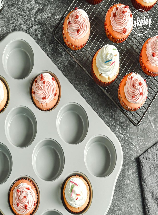 Bakeley 12-Cavity Muffin Cake Pan, Naturally Slick Ceramic Coating Non-Stick Cupcake Pan Bakeware for Oven Baking (Grey) - Image 5