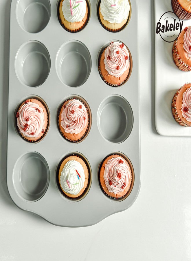 Bakeley 12-Cavity Muffin Cake Pan, Naturally Slick Ceramic Coating Non-Stick Cupcake Pan Bakeware for Oven Baking (Grey) - Image 4