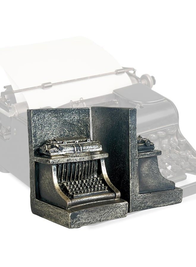 Bellaa 25747 Decorative Bookend Typewriter Royal Retro Book Ends Stopper Industrial Rustic Vintage Style Classic Type Writer Statues Bookshelves Home Decor 7 inch - Image 5