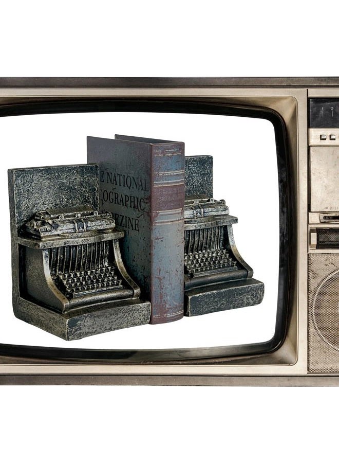 Bellaa 25747 Decorative Bookend Typewriter Royal Retro Book Ends Stopper Industrial Rustic Vintage Style Classic Type Writer Statues Bookshelves Home Decor 7 inch - Image 3