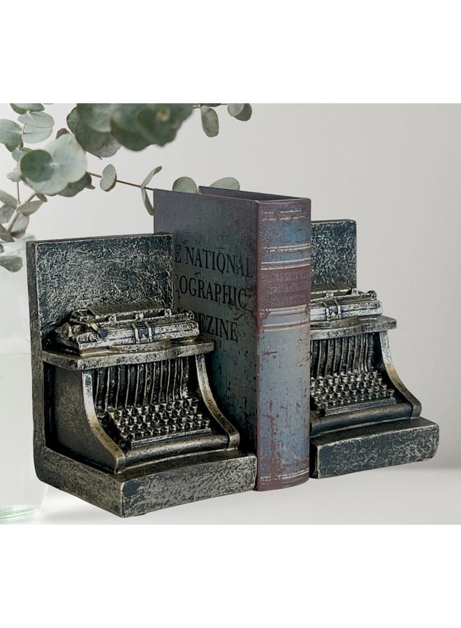 Bellaa 25747 Decorative Bookend Typewriter Royal Retro Book Ends Stopper Industrial Rustic Vintage Style Classic Type Writer Statues Bookshelves Home Decor 7 inch - Image 2