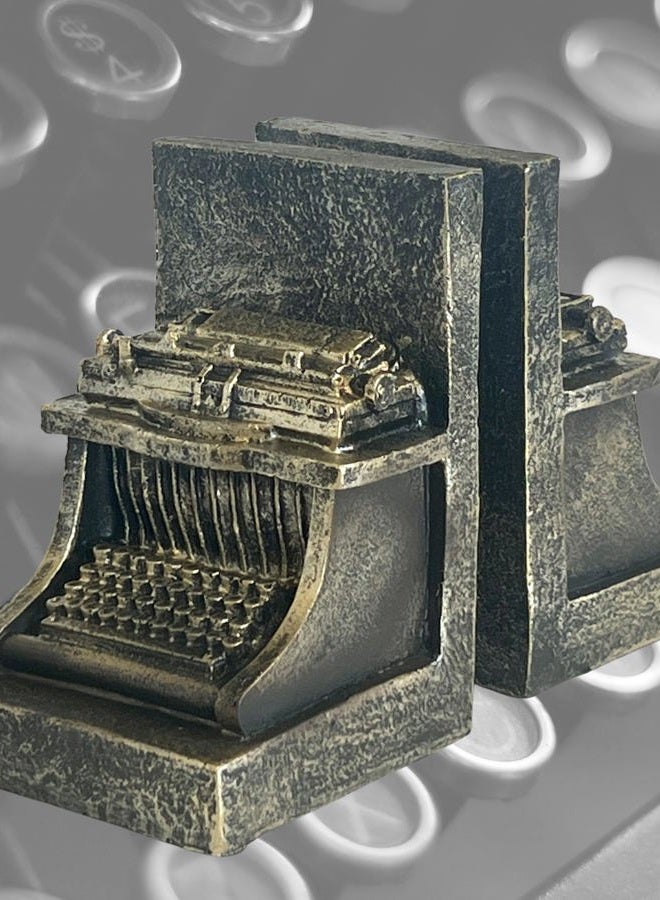 Bellaa 25747 Decorative Bookend Typewriter Royal Retro Book Ends Stopper Industrial Rustic Vintage Style Classic Type Writer Statues Bookshelves Home Decor 7 inch - Image 4
