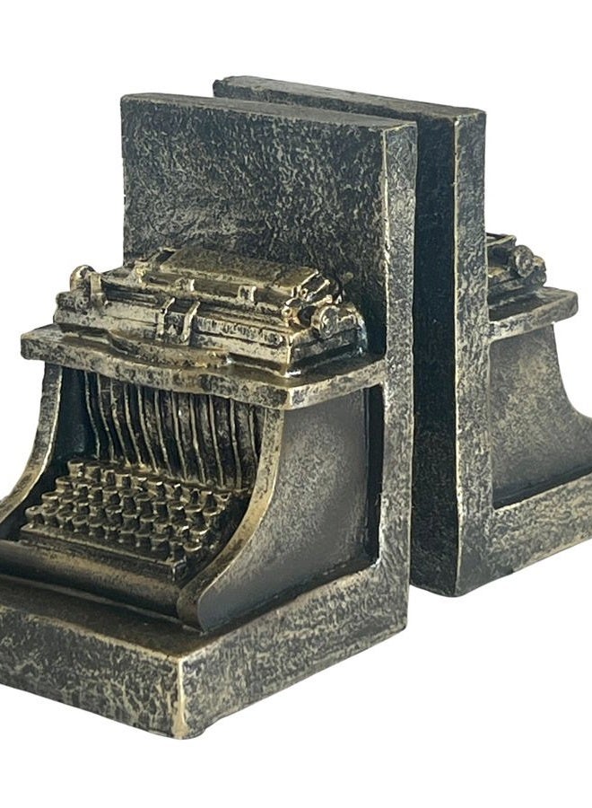 Bellaa 25747 Decorative Bookend Typewriter Royal Retro Book Ends Stopper Industrial Rustic Vintage Style Classic Type Writer Statues Bookshelves Home Decor 7 inch - Image 1