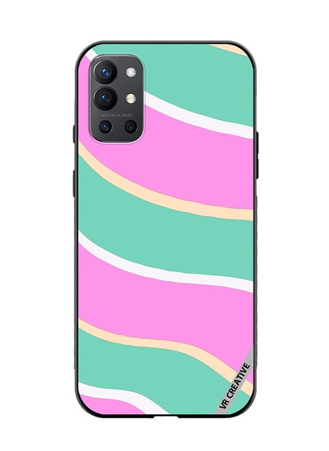 Protective Case Cover For OnePlus 9R Diagonal Groovy Liquid Swirl Stripe Pattern In Green, Purple, And Pink Color Design Multicolour