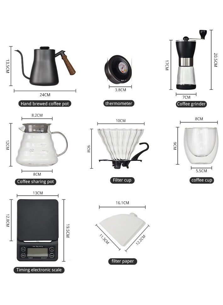KADRAMA V60 Pour Over Coffee Set 7 Pcs Drip Coffee Maker Set, Hand Brewing Coffee Accessories Kit with Portable Travel Bag 60*30*18cm  - Image 3