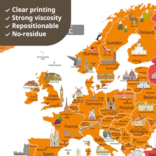 DECOWALL DL3-1902N XLarge Colorful Landmark World Map Wall Stickers (62x42 inch) Wall Decals Peel and Stick Removable Wall Stickers for Kids Nursery Bedroom Living Room décor - Image 5