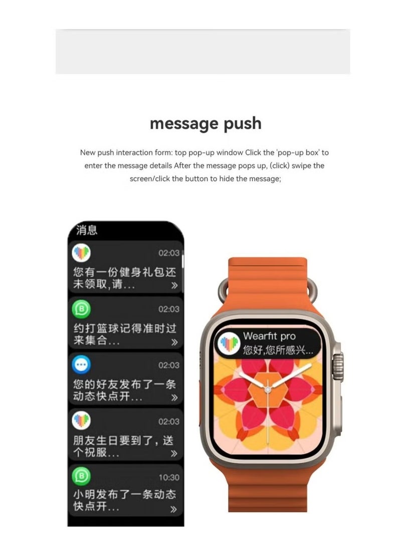 Generic - X8+ Plus Ultra Series 8 Smart watch 2.08 Inch IPS display NFC Bluetooth V5 Call Waterproof IP67 Wireless Charger - white - Image 1