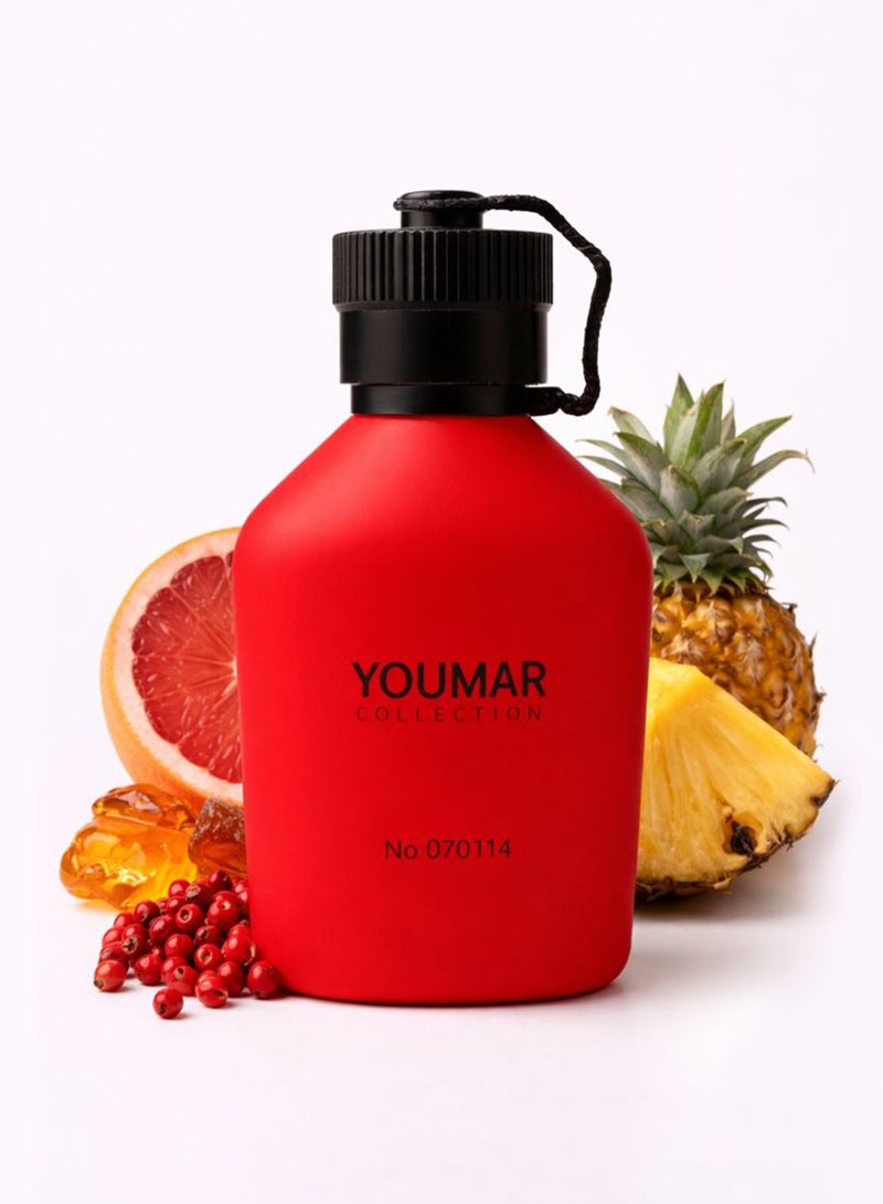 Youmar Collection Red No. 070114 Luxury Perfume for Men 100ML – Long-Lasting Fruity Citrus & Amber Cologne | Premium Men’s Fragrance - Image 1