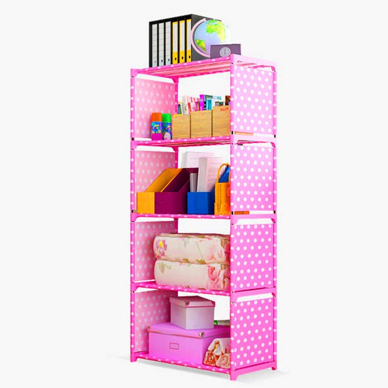 Sterling Sterling Book Shelf for Home Library Book Stand Book Rack for Study Room Book Stand Shelf Plastic Powder Coated Finish Set of 4 Layer Pink Color - Image 1