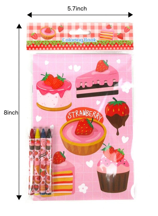 TINYMILLS Strawberry Coloring Book Set with 12 Coloring Books and 48 Crayons Strawberry Birthday Party Supplies Favor Bag Filler Carnival Prizes Rewards Classroom Party - Image 5