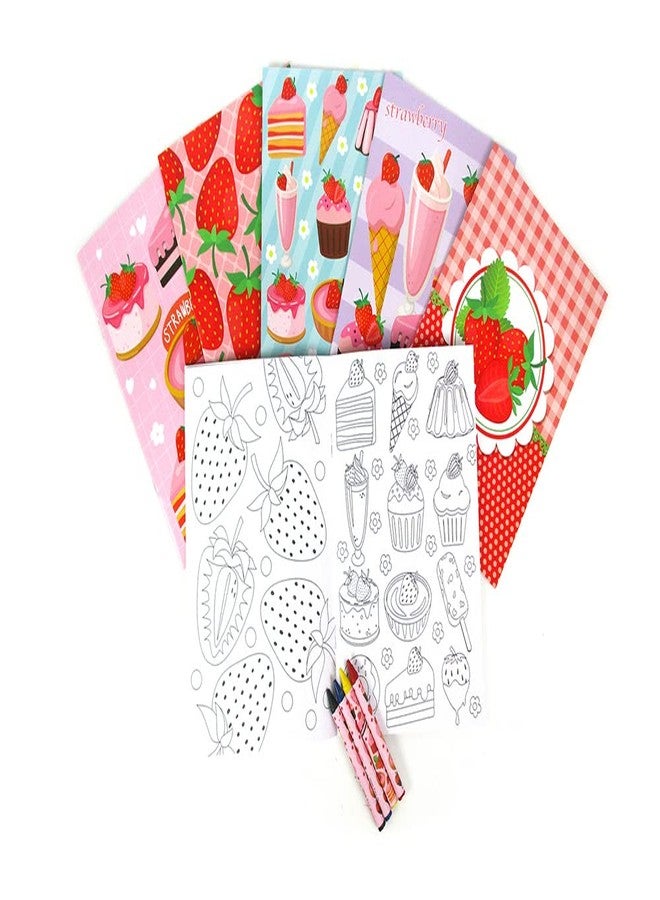 TINYMILLS Strawberry Coloring Book Set with 12 Coloring Books and 48 Crayons Strawberry Birthday Party Supplies Favor Bag Filler Carnival Prizes Rewards Classroom Party - Image 3