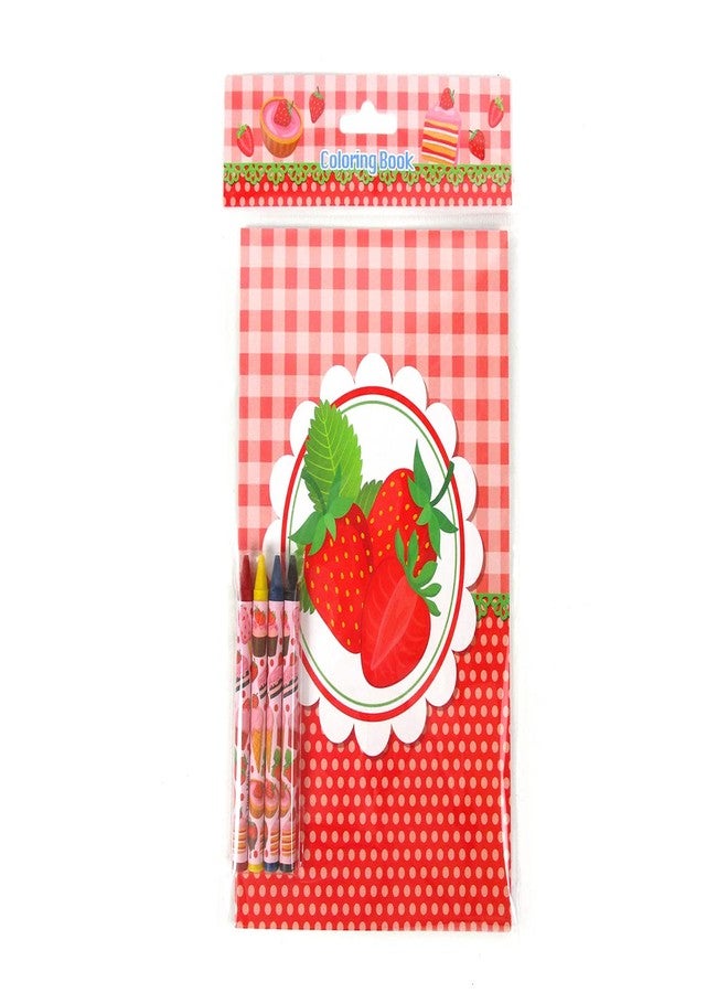 TINYMILLS Strawberry Coloring Book Set with 12 Coloring Books and 48 Crayons Strawberry Birthday Party Supplies Favor Bag Filler Carnival Prizes Rewards Classroom Party - Image 4