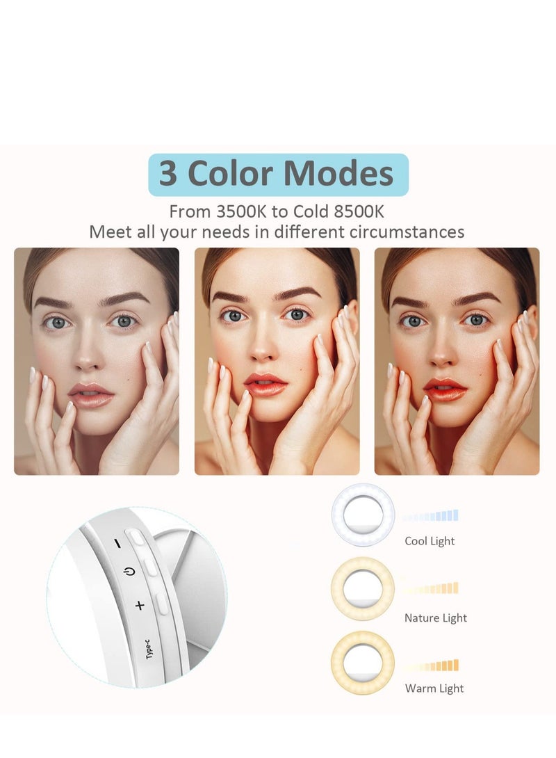 Excefore Selfie Ring Light, Clip-on Selfie Ring Light for Phone, Rechargeable Portable Travel Clip On Light, for Laptop iPhone iMac Monitor, for  Make Up, Video Recording, Phone Photography, Conference - Image 2
