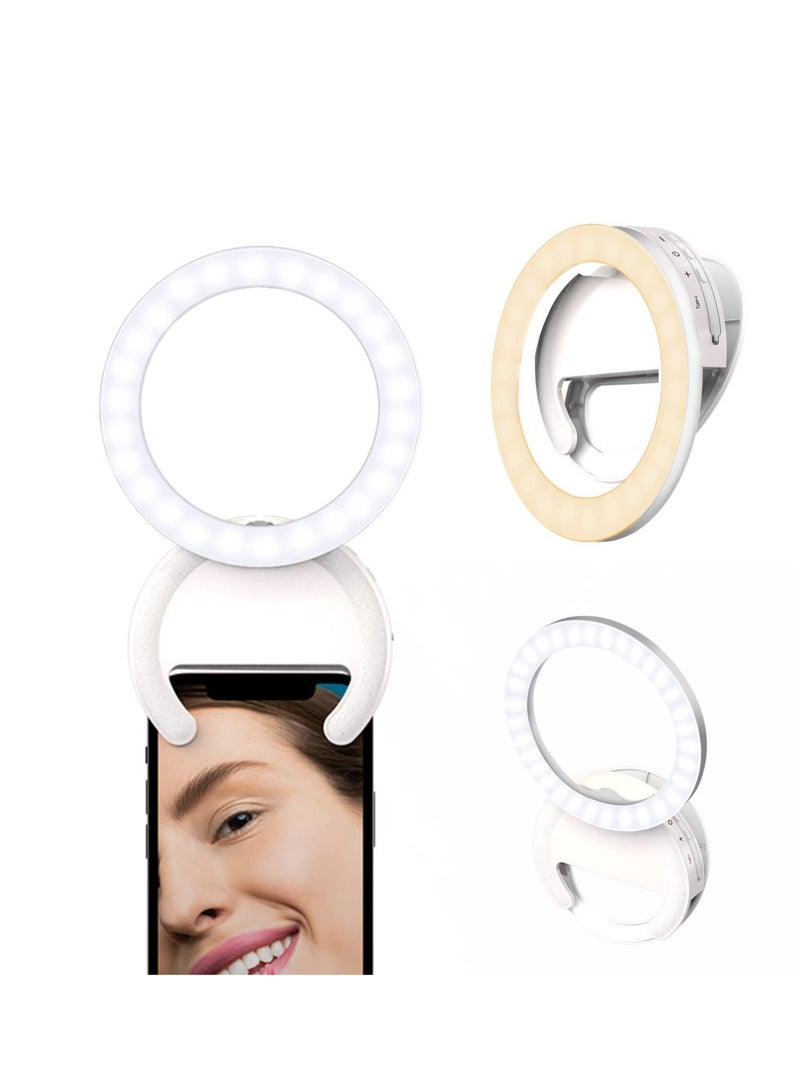 Excefore Selfie Ring Light, Clip-on Selfie Ring Light for Phone, Rechargeable Portable Travel Clip On Light, for Laptop iPhone iMac Monitor, for  Make Up, Video Recording, Phone Photography, Conference - Image 1