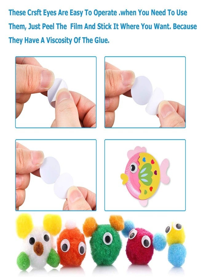 UPINS 300 Pcs Round Plastic Black Googly Wiggle Eyes Self-Adhesive Large Size 15 mm 18 mm 20 mm 25 mm - Image 3