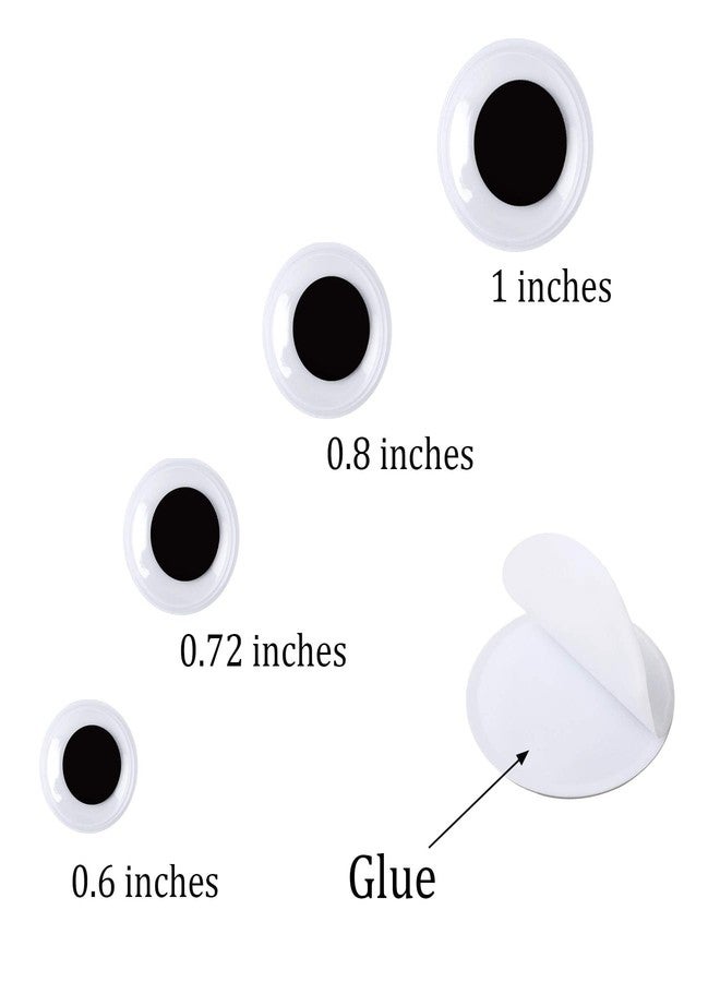 UPINS 300 Pcs Round Plastic Black Googly Wiggle Eyes Self-Adhesive Large Size 15 mm 18 mm 20 mm 25 mm - Image 2