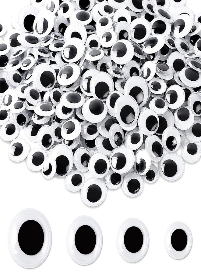 UPINS 300 Pcs Round Plastic Black Googly Wiggle Eyes Self-Adhesive Large Size 15 mm 18 mm 20 mm 25 mm - Image 1