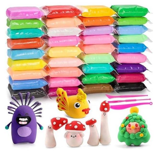 48 قطعة صلصال فوم للاطفال يجف بالهواء ولا يلتصق باليد مع أدوات إبداعية، لا يسبب الحساسية وصديق للبيئة، مناسب للأطفال والكبار، مثالي للحرف اليدوية والإبداع الفني - Image 1
