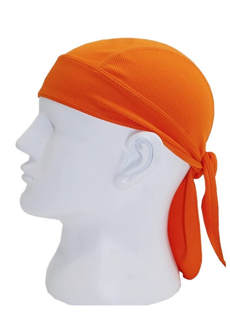 2 Pack Head Wraps Cycling Beanie Caps Dew Rag Skull Caps Pirate Hats Helmet Liner Bandana Head Wrap Doo Rags For Men Women(Green,Orange)  - Image 3