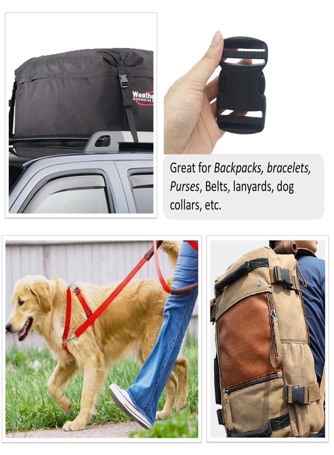 EesTeck 6 Set 1.5 Inch Flat Dual Adjustable Plastic Quick Side Release Plastic Buckles and Tri-glide Slides for Luggage Straps Pet Collar Backpack Repairing (Black, Fit For 1.5”/38mm Webbing Straps) - Image 5