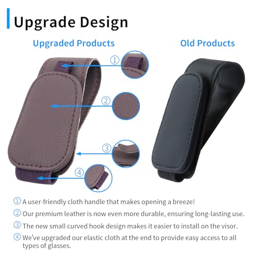 Yuoyar 2 Packs Magnetic Sunglass Holder for Car Visor - Universal Sunglasses Clip for Different Size Eyeglasses - Convenient Interior Car Accessories (Purple) - Image 2