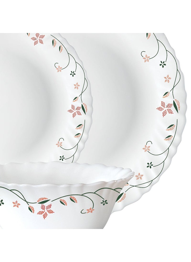 British Chef 20 Pieces Opalware Dinner Set | Microwave & Dishwasher Safe | Garland Dinnerware set with 4-Piece Dinner Plate, 4-Piece Side Plate, 4-Piece Veg Bowl, 4-Piece Mug, 4-Piece Spoons-White  - Image 2
