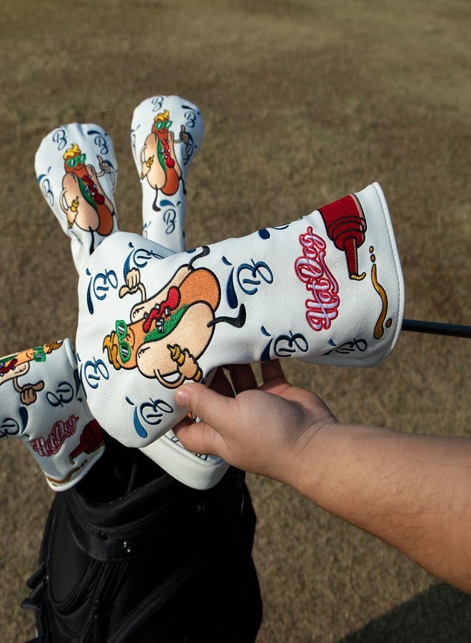 BAIRBRE Golf Club Covers, Hot Dog Golf Driver Cover Fariway Wood Headcovers Hybrid Head Covers 3 Wood Headcover Leather Golf Headcover with Number Tag for All Brand - Image 5