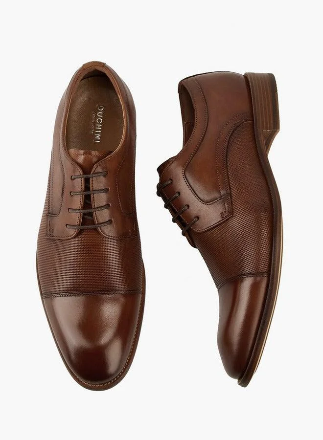 DUCHINI Men's Textured Lace-Up Derby Shoes