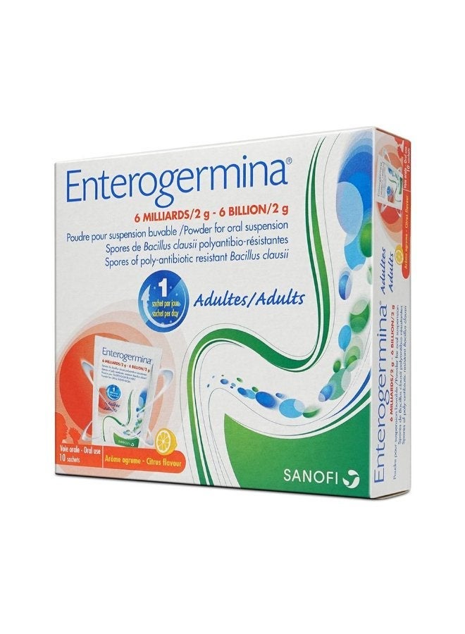 Enterogermina 6 Billion Oral Suspension Powder Citrus Flavor 10 Sachets