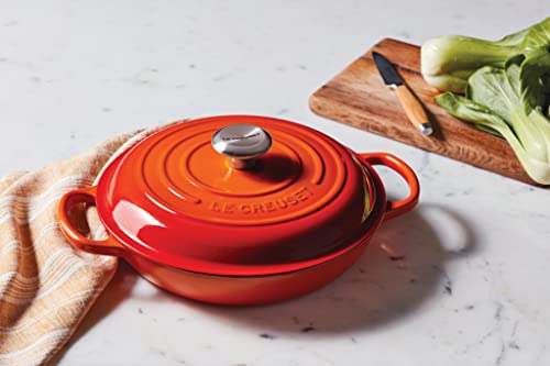 Le Creuset Enameled Cast Iron Signature Braiser, 3.5 qt., Flame - Image 2