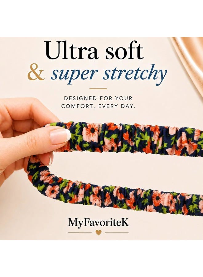 MyfavoriteK Stylish Scrunchie Lanyard for ID Badges Cute Neck Stretchy Lanyard for Keys Retractable Keychain Holder (Midnight Garden) - Image 2