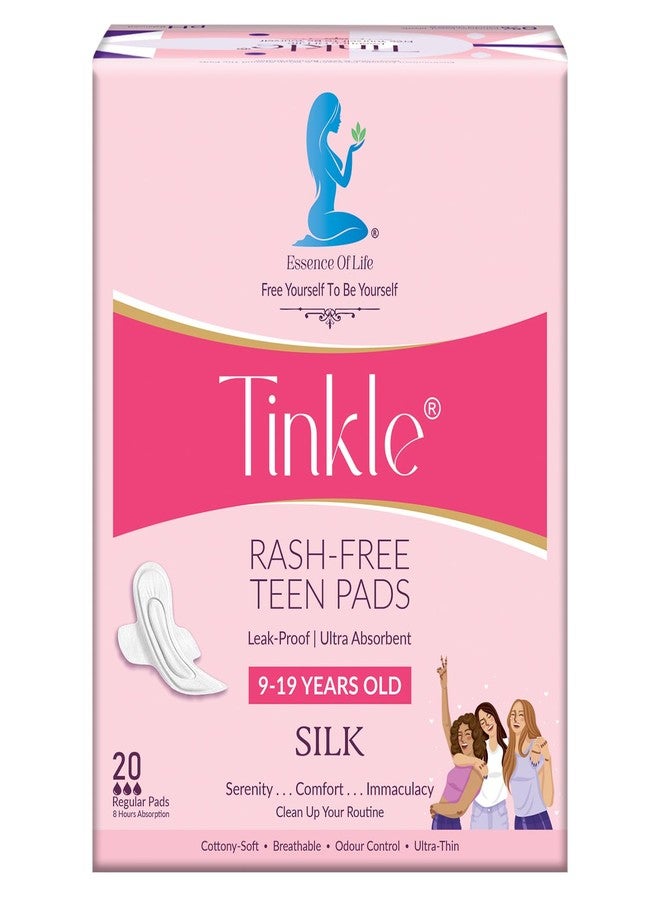 تنكل فوط صحية قطنية عضوية من تينكل سيلك للفتيات المراهقات | من 9 إلى 19 سنة | فوط فائقة النعومة وخالية من الطفح الجلدي للفتيات المراهقات | فوط صغيرة مضادة للبكتيريا وقابلة للتحلل الحيوي | مناسبة لجميع أنواع التدفق | عبوة من 20 - Image 1
