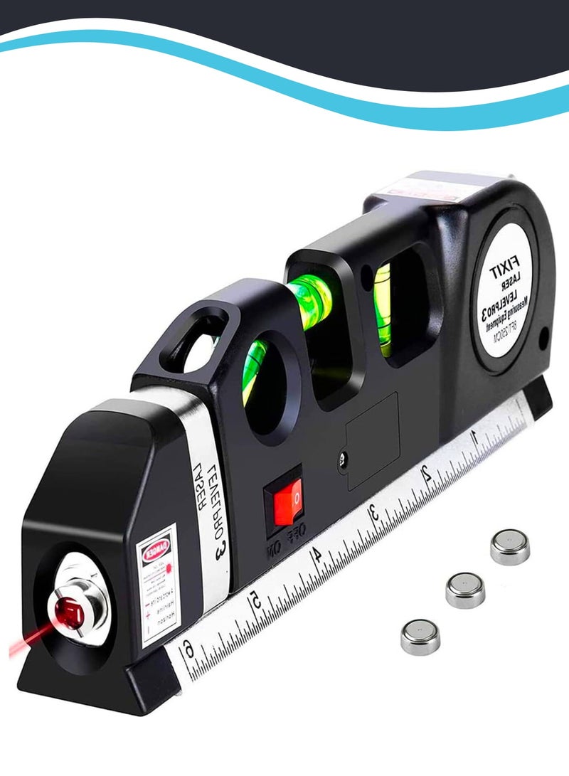 Laser Level Tool, Multipurpose Laser Level Kit Standard Cross Line Laser level Laser Line leveler Beam Tool with Measure Tape Ruler Adjusted Metric Rulersr - Image 1