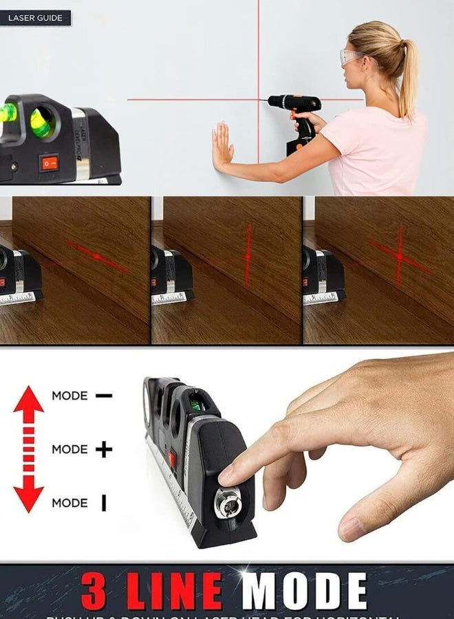 Laser Level Tool, Multipurpose Laser Level Kit Standard Cross Line Laser level Laser Line leveler Beam Tool with Measure Tape Ruler Adjusted Metric Rulersr - Image 4