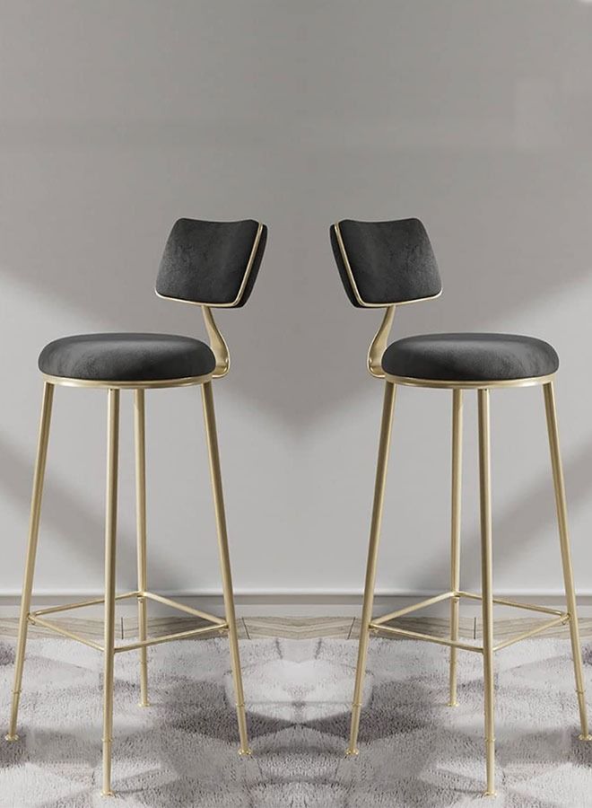 GoldenLike Bar Stool with Back,Counter Stools Bar Chairs with Sturdy Steel Frame for Dining Room,Kitchen,Party(2PCS/Black)  - Image 1