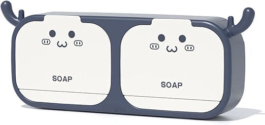 Divik Divik Punch-Free Flip-Top Soap Stand with Hook Double Soap Holder Box Wall-Mounted Drain Soap Storage Box Flip Laundry Soap Box (1Pcs)  - Image 3
