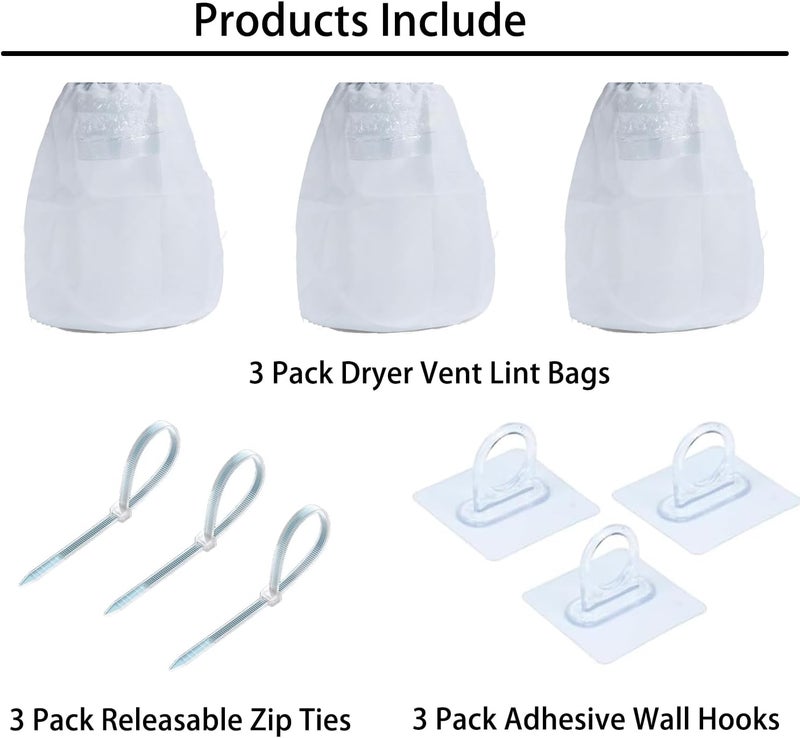 SARANICE 3 Pack Dryer Vent Lint Catcher Bag - Indoor Outdoor Trap and Filter for Ventless Dryer to Capture Dust and Solve Lint Problem - Image 5